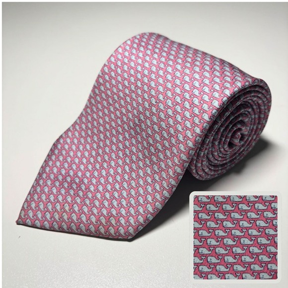 Vineyard Vines Other - Vineyard Vines Pink Whale Logo 100% Silk Necktie Hand Made USA Preppy Tie
